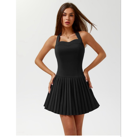 DRESS.TELLS Dresses & Skirts - NEW black Cocktail Pleated Halter Mini Dress M